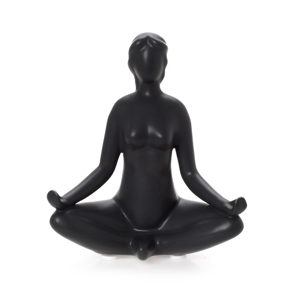 Yoga Lotus black κεραμική διακοσμητική γυναικεία φιγούρα 13εκ.