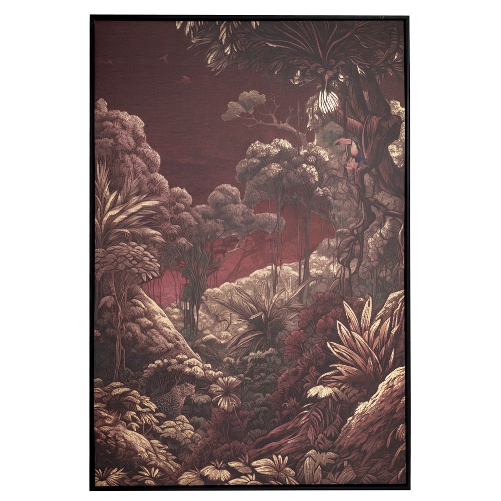 Πίνακας καμβάς Burgundy Jungle με μαύρη κορνίζα 83X123εκ.