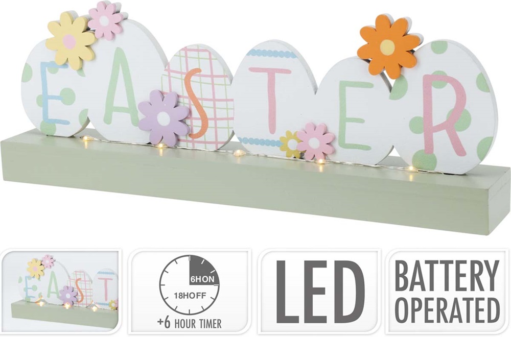 Διακοσμητικό ξύλινο "EASTER" με led 30εκ.