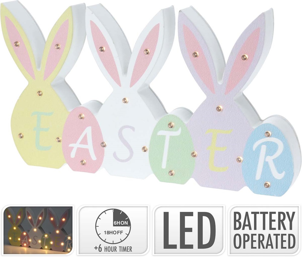 Διακοσμητικό ξύλινο "EASTER" με led 25εκ.