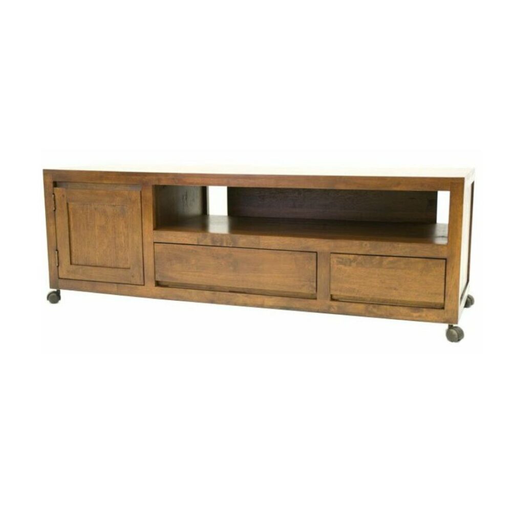 Έπιπλο TV χρώμα καρυδιά μασίφ ξύλο rubberwood 140X45X47.5