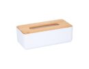 Θήκη  pp για Χαρτομάντηλα  λευκή με καπάκι bamboo 26X13X8.6